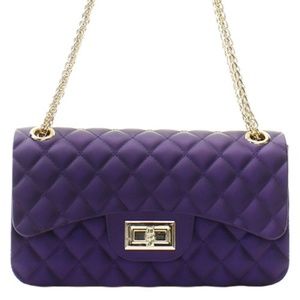 Purple Quilted Cross Body Messenger Bag